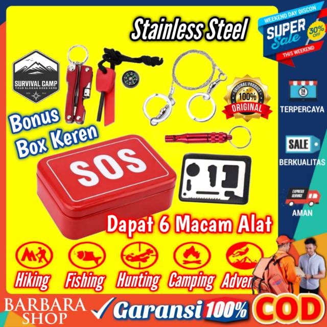 Peralatan Survival Kamping Emergency SOS EDC Tools / Perlengkapan Kemah Hiking Outdoor