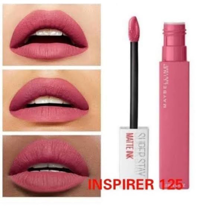 Maybelline Superstay Matte Ink 125 Inspirer - Liquid Long Lasting Waterproof Matte Lipstick Lipcream Make Up Transferproof Tahan 16 Jam