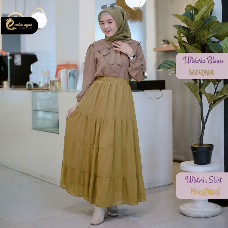 Wisteria Blouse Sienna - Wisteria Skirt Mustard by Emka Hijab