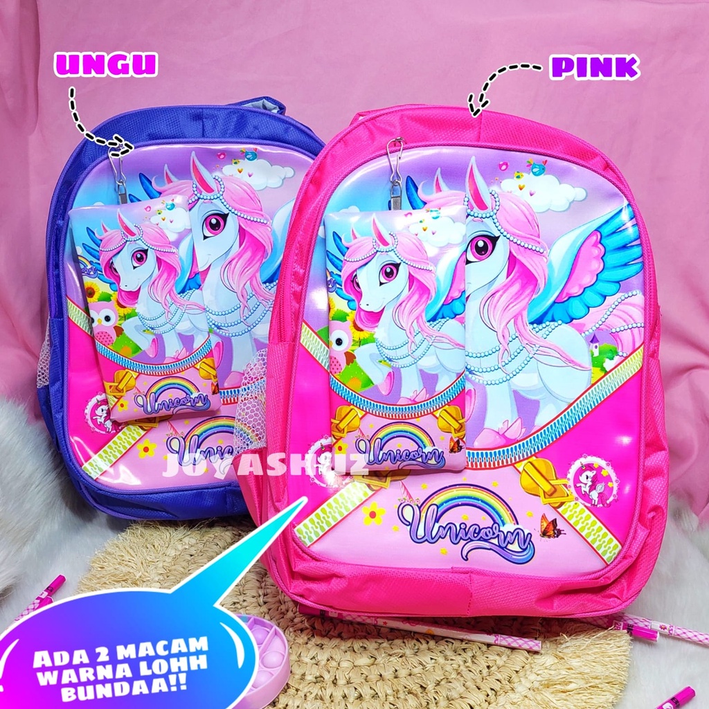 Tas Anak Perempuan -  Lol Unicorn Hello Kitty Boba Berbonus - Ransel Lol Unicorn BAnak - Tas Sekolah Anak SD Karakter - Tas Anak Perempuan SD Gratis Botol Dan Misting-Tas Sekolah Anak Perempuan Karakter Lucu - Joyashuz