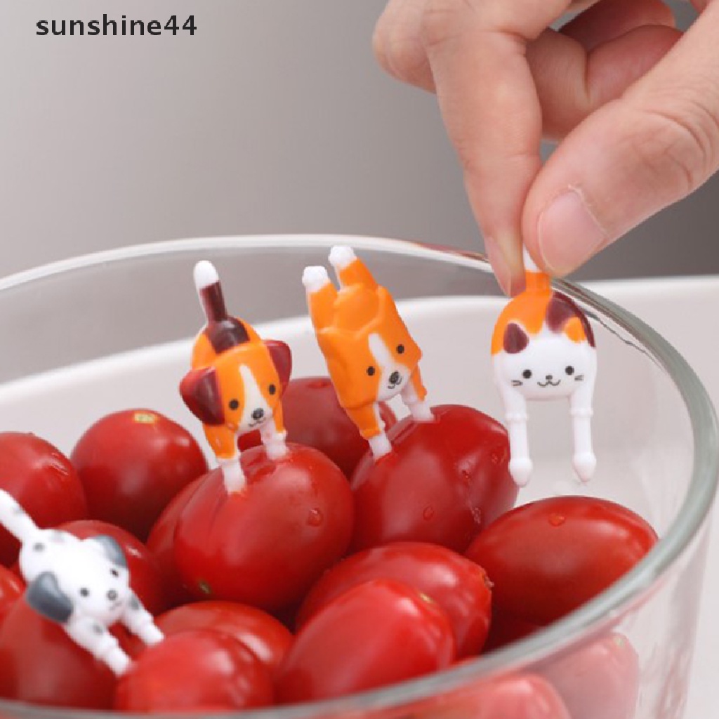 Sunshine 7Pcs Garpu Buah / Dessert / Kue / Snack Mini Bentuk Binatang