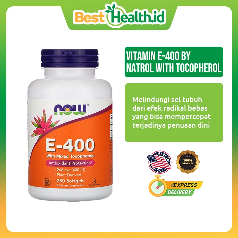 [ECER 10 caps] Now Foods Vit E 400 IU d-alpha mixed vegan vegetarian dry capsule softgel Vitamin E40