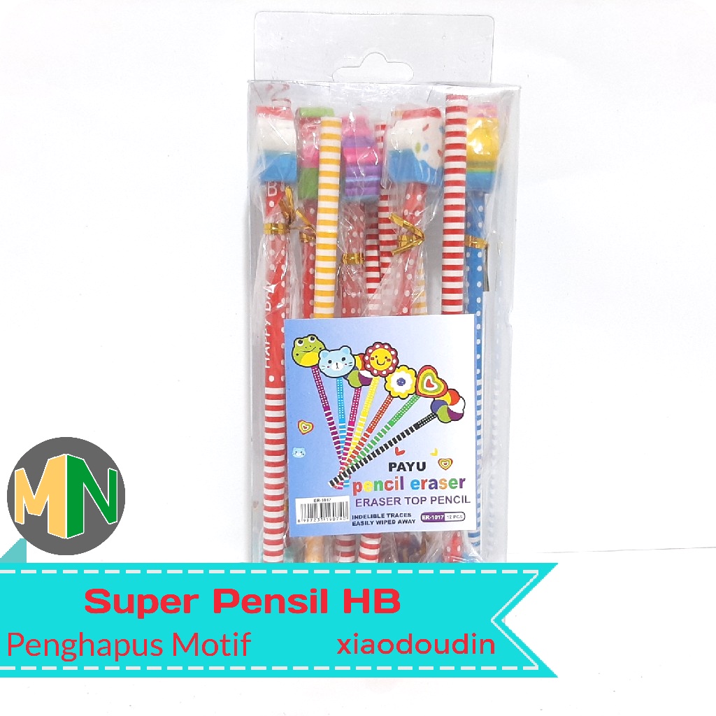 

Set Super Pensil Penghapus Topper HB Motif isi 1 Lusin