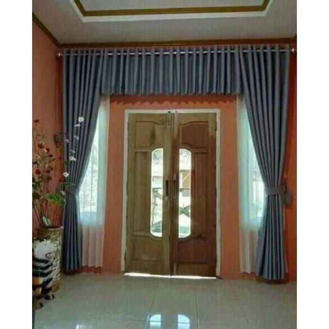 gorden jendela lurus pintu utama ruang tamu 1set gorden poni gorden