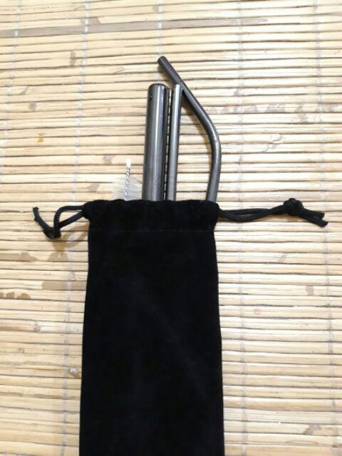 (free Sumpit) Stainless Straw  5 Pcs Black Set