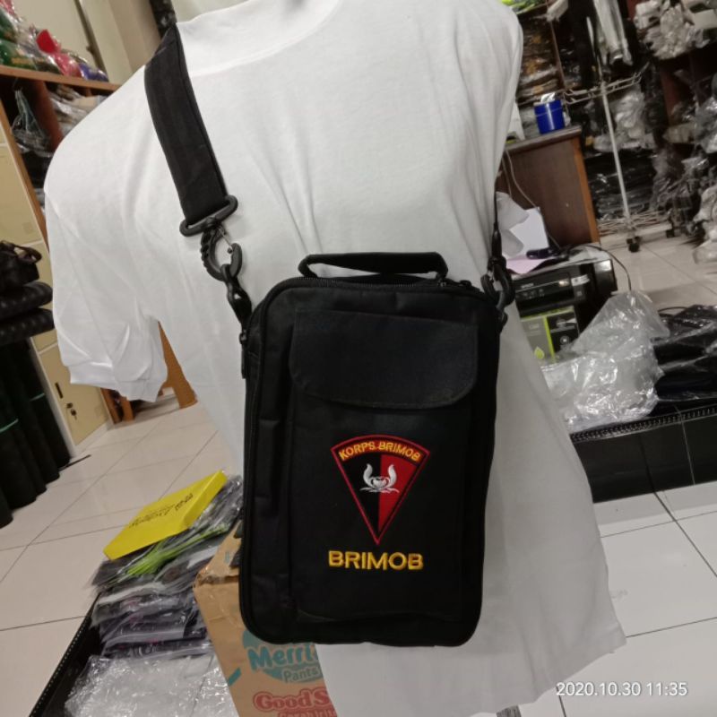 tas / tas intel BRIMOB Hitam / tas slempang BRIMOB