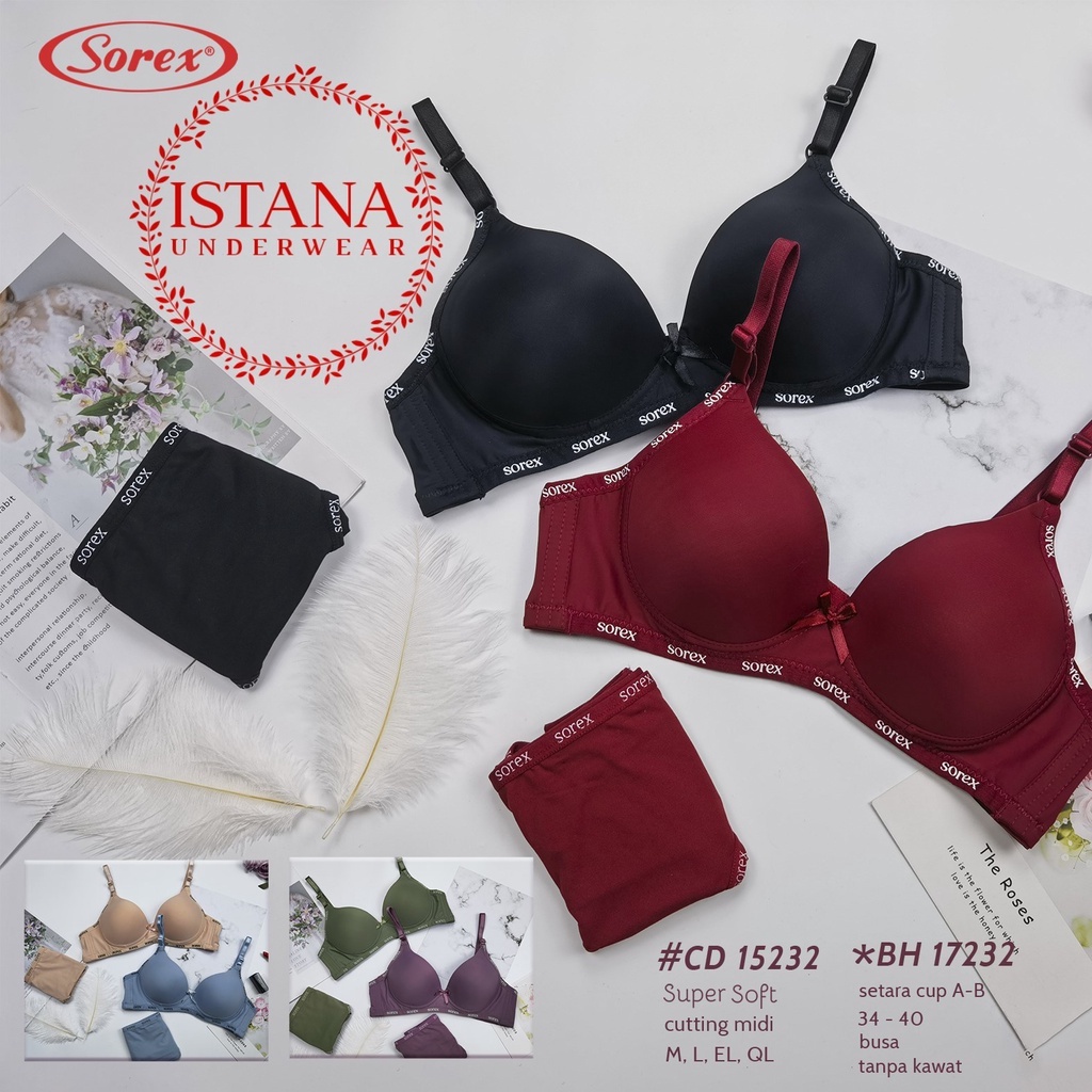 BH BRA DEWASA REMAJA SOREX CASUAL STYLE EXLUSIVE SILKY SOFT LEMBUT TANPA KAWAT CUP SEDANG 17232 BRASET