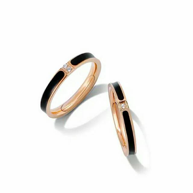 GG Cincin Aksen Lingkar Hitam Berlian Titanium#CC-LH