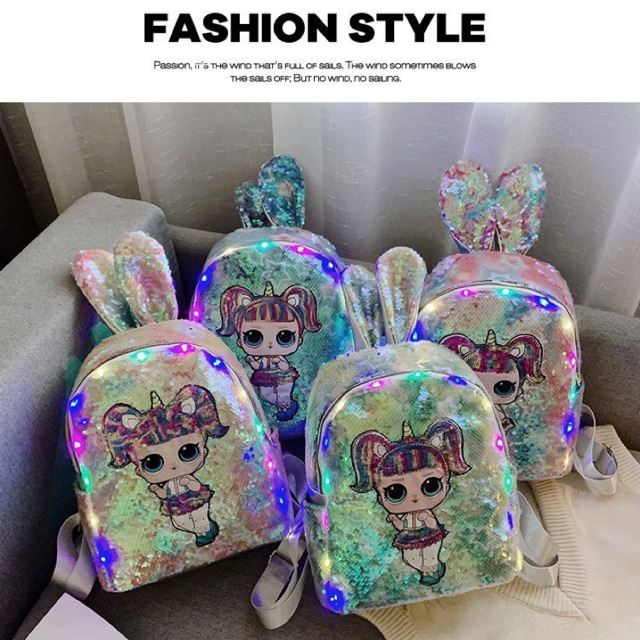 Tas Ransel Sequin Lampu LED LOL - LOL12 tas backpack anak perempuan