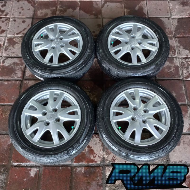 VELG MOBIL BEKAS STD BRIO RING 14 PCD 4X100 + BAN BRIDGESTONE 175/65 R14