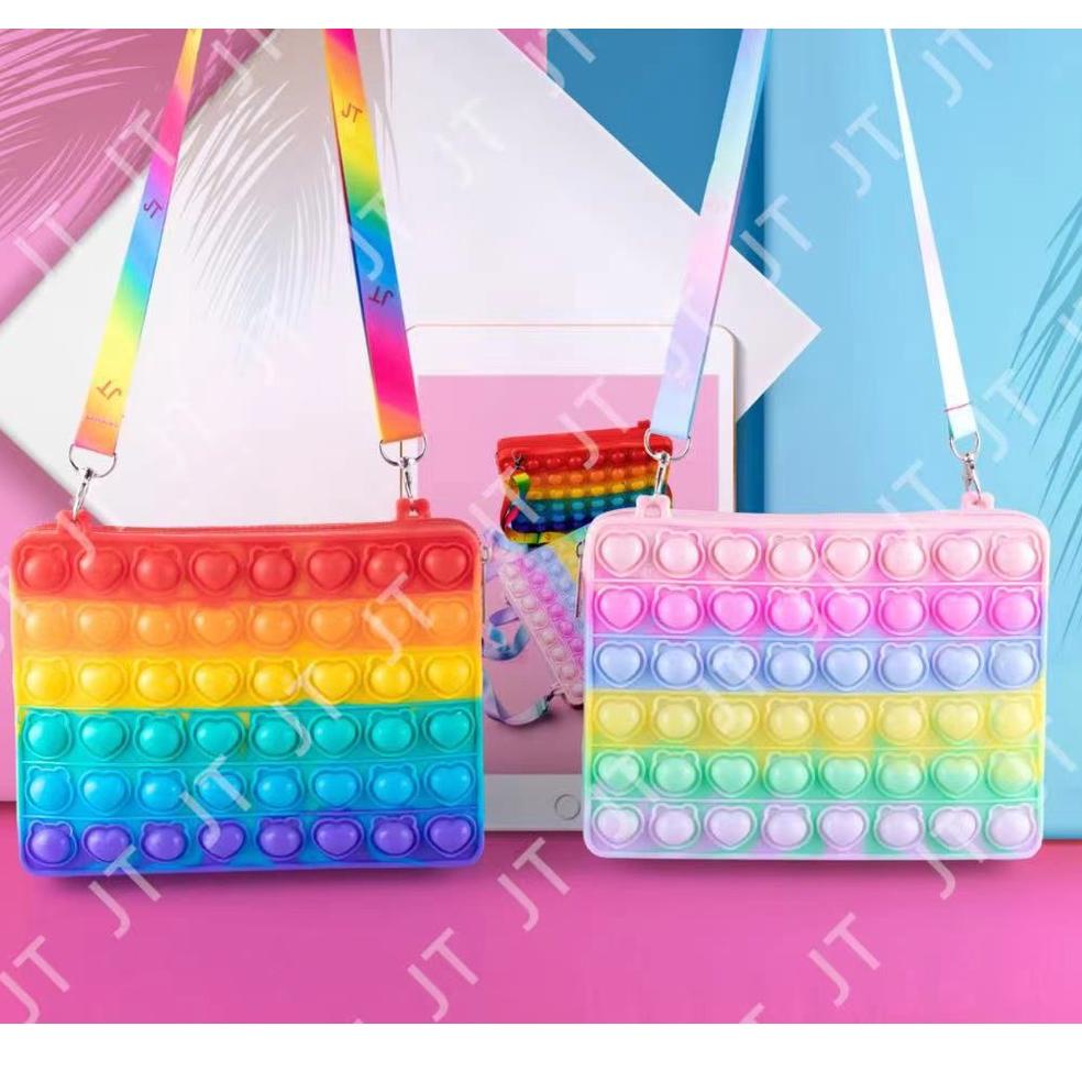 Siap Kirim.. Pop it Rainbow Anak Unicorn Fidget Toy Murah Mainan Tas Ransel Selempang Sekolah ZP6