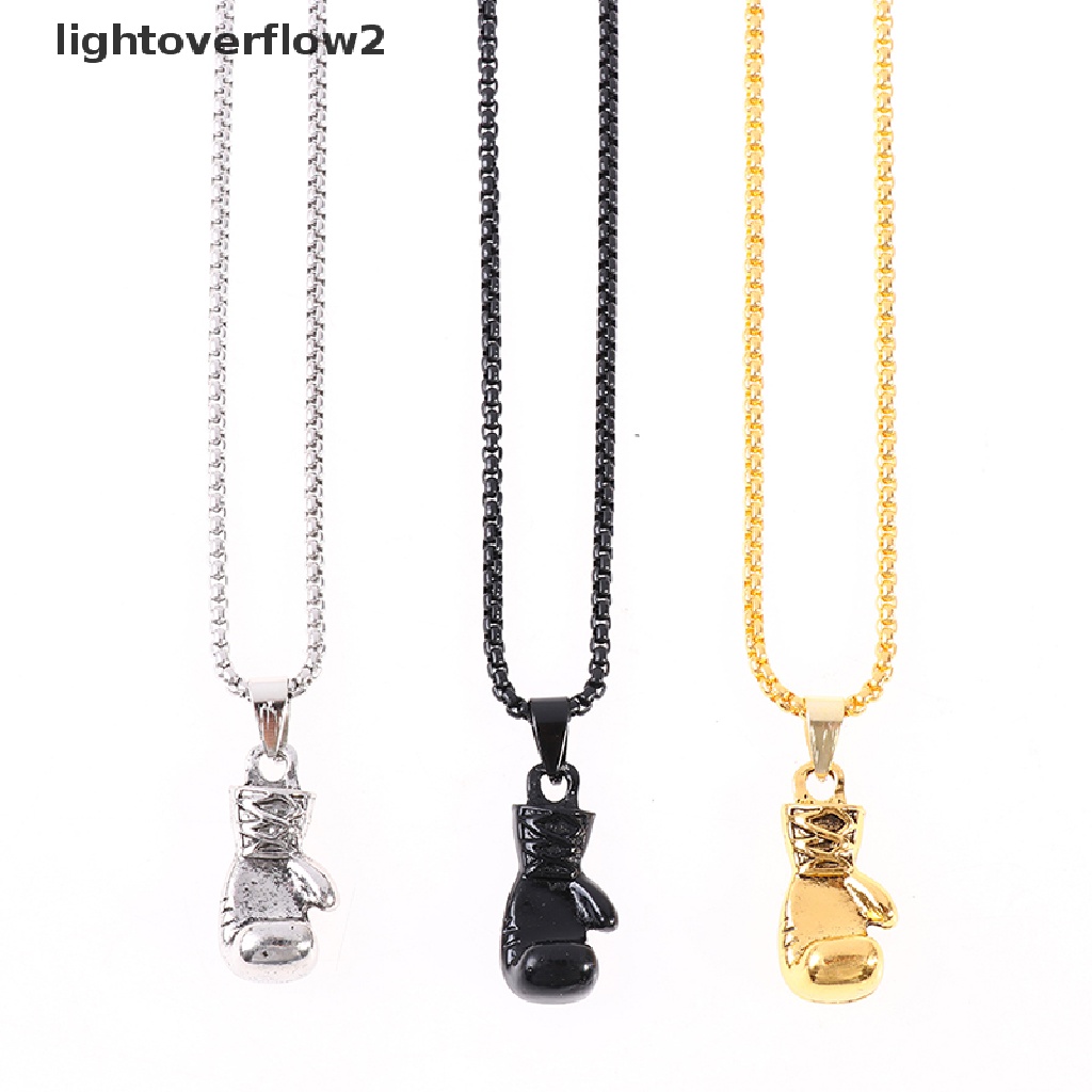 (lightoverflow2) Kalung Rantai Dengan Liontin Sarung Tangan Tinju Gaya Hip Hop Rock Untuk Pria