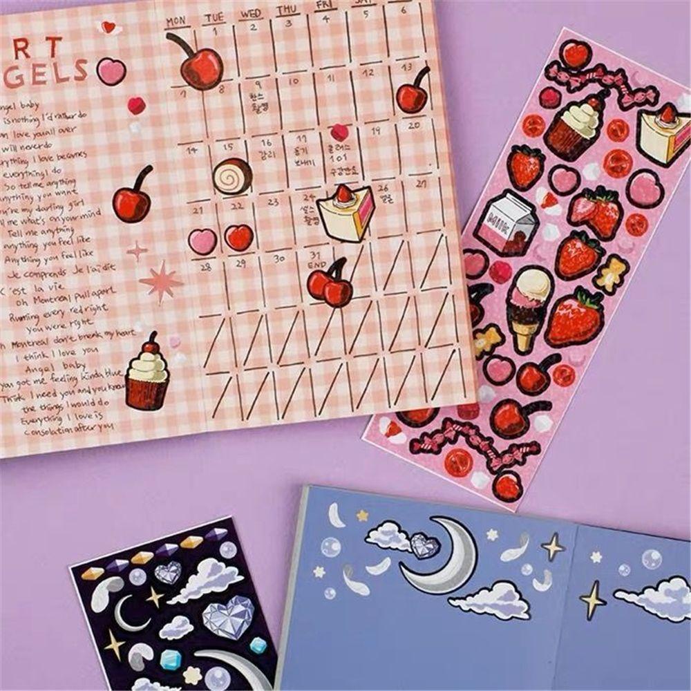 R-flower Waterproof Stiker Diary Scrapbook Art Kerajinan Alat Tulis Bulan Bintang