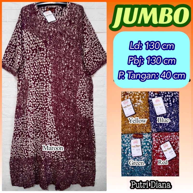 Daster Jumbo Putri Diana long dress kekinian