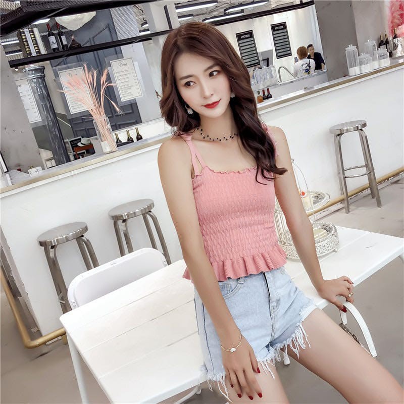 M208 Tank Top Rajut Korea Crop Top
