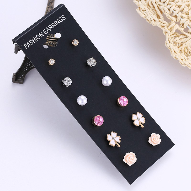 Set 6 Anting Anting-Anting Sederhana Liar Geometris Anting Fashion Anting Stud