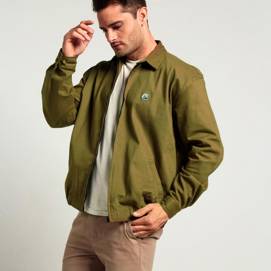 𓃜 Fraser Olive Twill Harrington Jacket - GutenInc / Jaket Trucker Pria ,,,