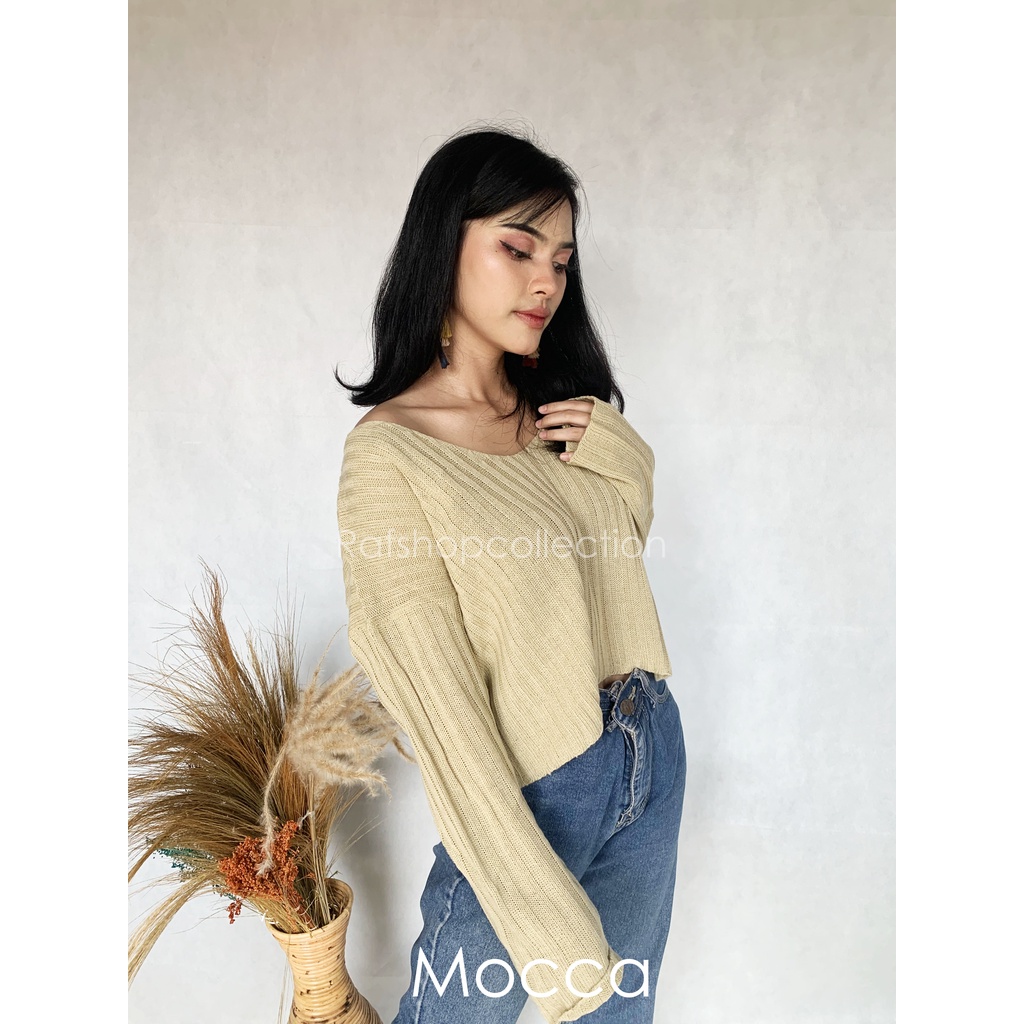 TOKUDAI CROP KNIT SWEATER_crop_Oversize_rajut tebal7get