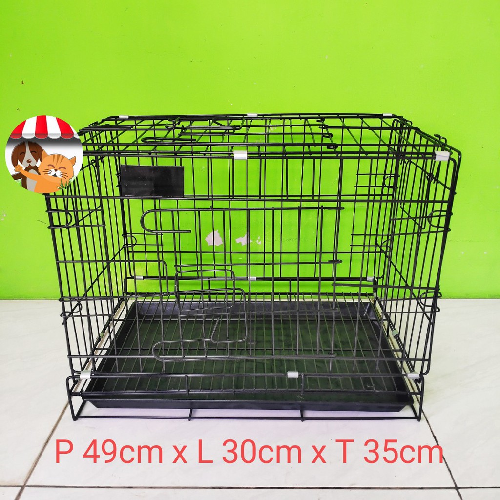 Kandang Kucing Anjing Kelinci 45cm 2 pintu- Kandang Lipat