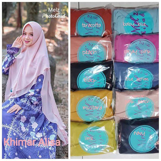 ORIGINAL Khimar Syari Alisa by Melz Hijab / soft pet antem ceruty ori realpic