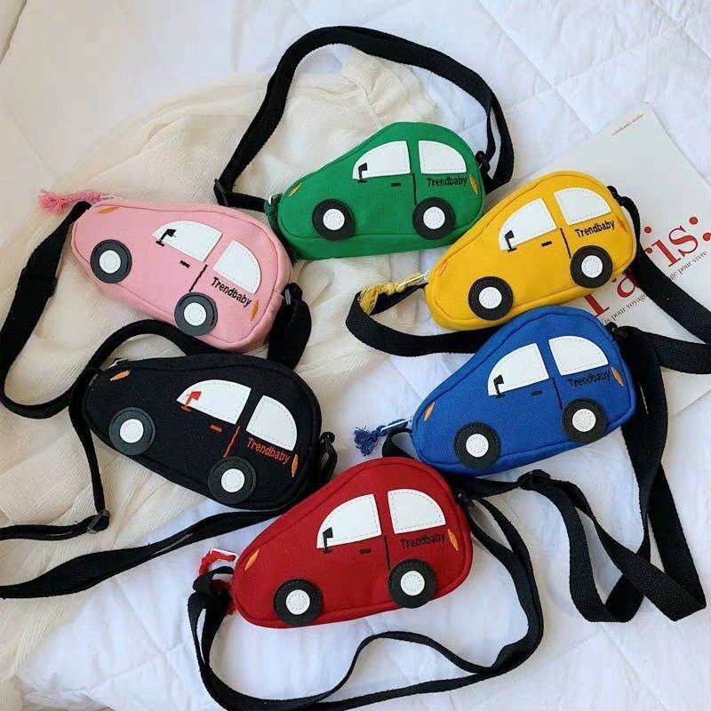 Tas waistbag anak laki-laki perempuan fashion korea lucu motif Mobil