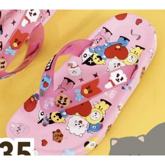 Sandal Jepit Jelly Karet Anak Cewek Korea BTS BT21 Super Lucu Keren Cantik Impor MGR Mokaya Balance (5118-2) / Size 24-29