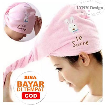 Handuk Kepala Pengering Rambut Keramas Microfiber Headband Towel