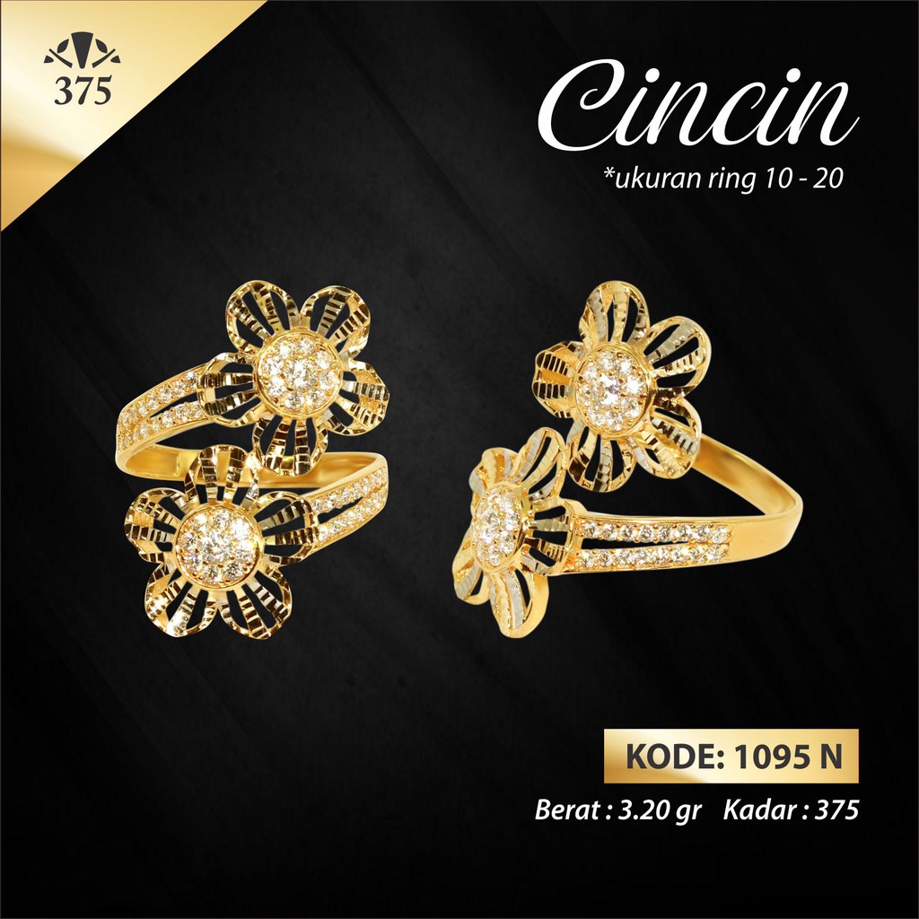 TM375 CINCIN SPIRAL BUNGA EMAS ASLI 0919