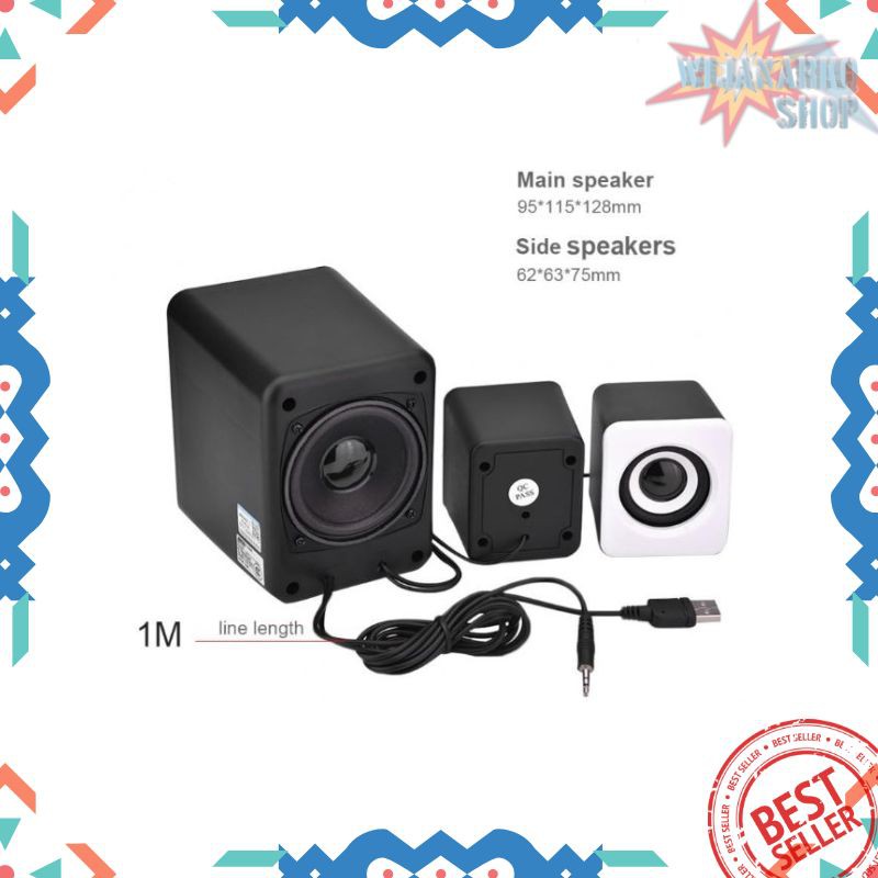 TAFFWARE Sada D-202 Speaker Stereo 2.1 with Subwoofer &amp; USB Power - Black