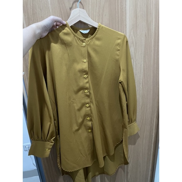 tunik merk ederra / atasan tunik mustard preloved / atasan preloved / atasan wanita ederra