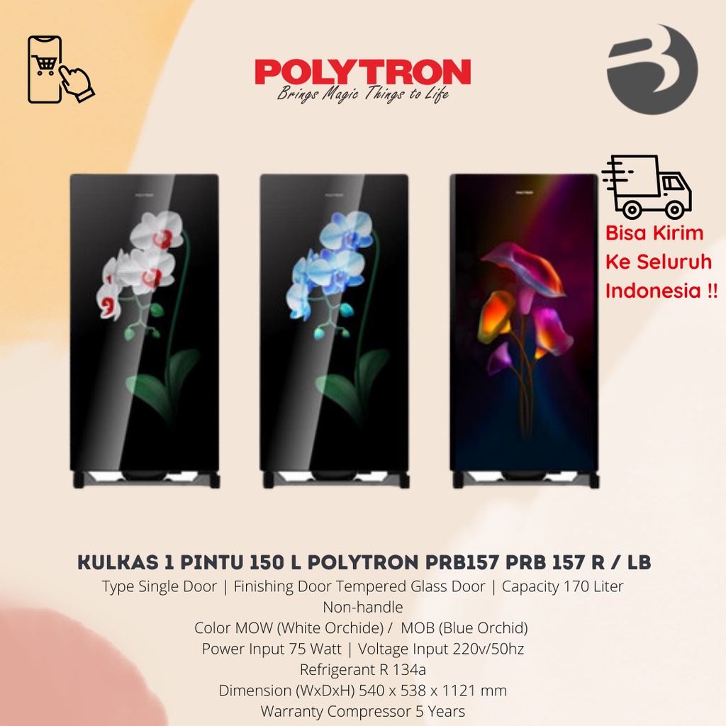 LEMARI ES KULKAS POLYTRON PRA17MO/MT SERIES KULKAS 1 PINTU POLYTRON