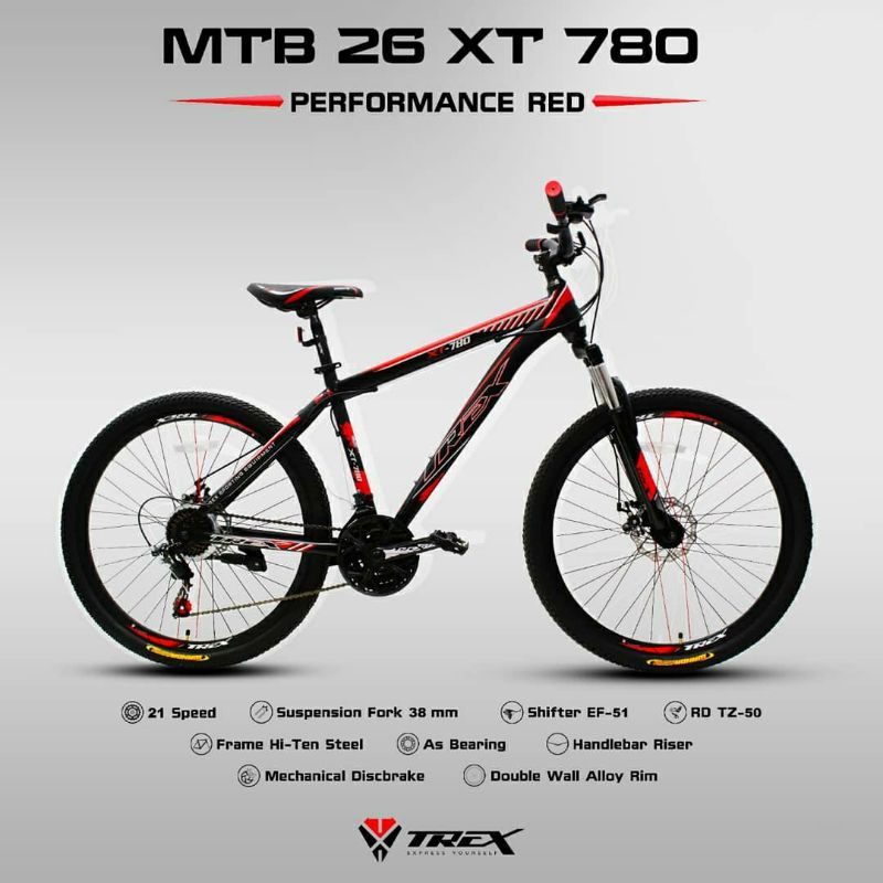 Sepeda MTB 26 inch Merk Trex XT-780