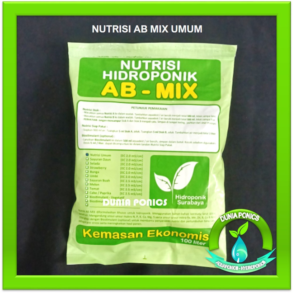 Pupuk / Nutrisi Hidroponik Surabaya AB Mix Umum ( Sayur Daun & Buah ) 0,5L / 500ml