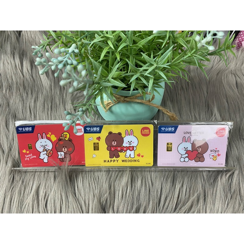 Logam Mulia UBS Line Friends Edisi Love 0.1 0.25 0.5 Gram | LM Emas Brown and Cony Line | Hampers
