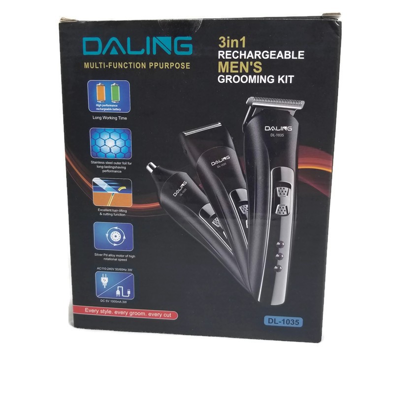 DALING DL-1035 - 3 in 1 Rechargeable Washable Men's Grooming Kit - Alat Cukur Elektrik untuk Pria