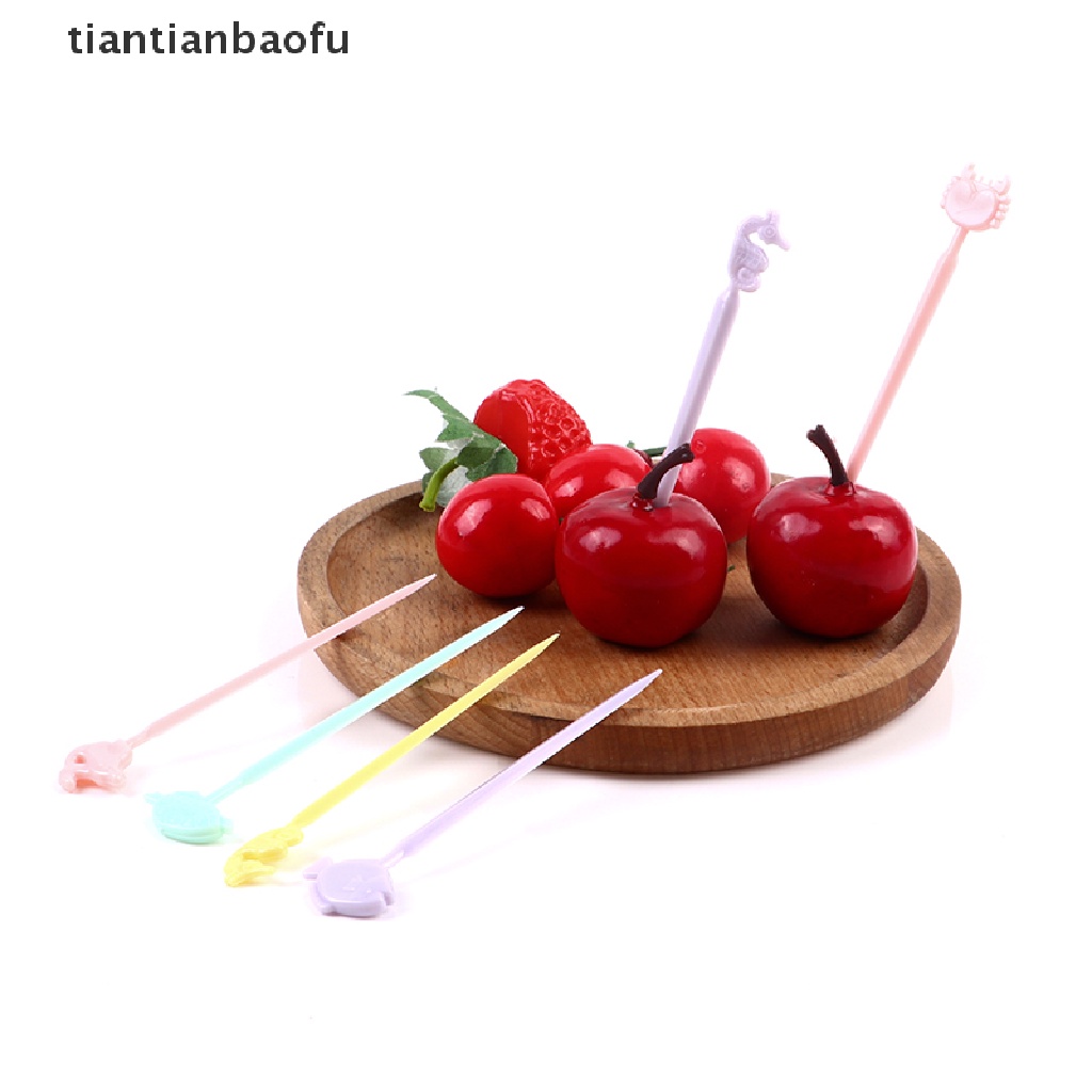 (Tianbaofu) Garpu Buah / Dessert / Bento Mini Warna Permen Untuk Anak