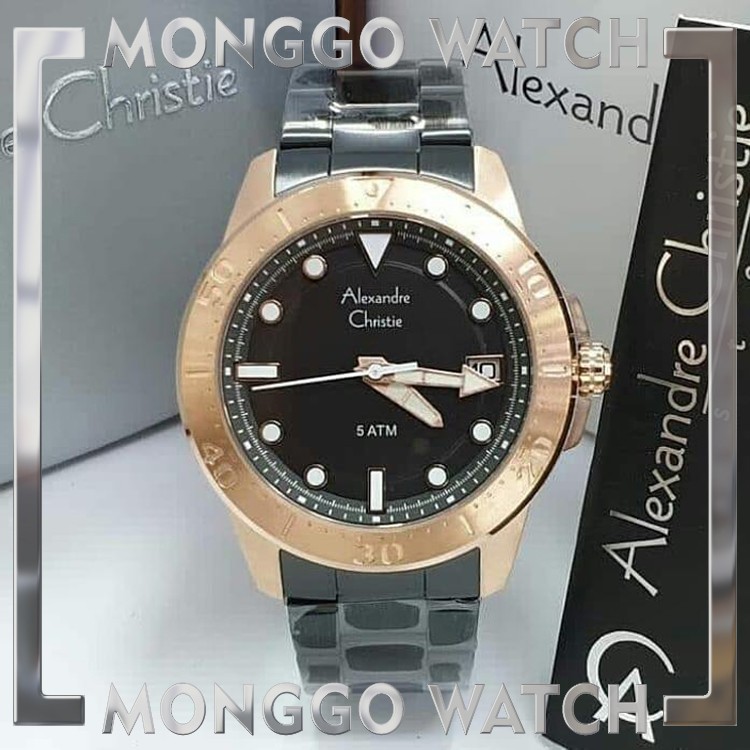 Jam Tangan Pria Alexandre Christie AC 6517 Rosegold Black