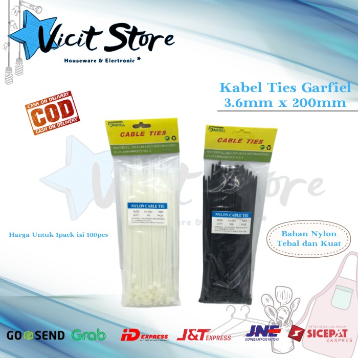 Kabel Ties 20cm x 3.6mm Nylon Tebal Garfiell