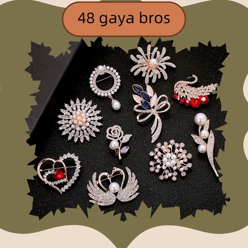 Candy Jewelry Fashion Korean Butterfly Brooches Gold Color Pearl Brooch Pins Rhinestone Breastpin for Women bros hijab-5
