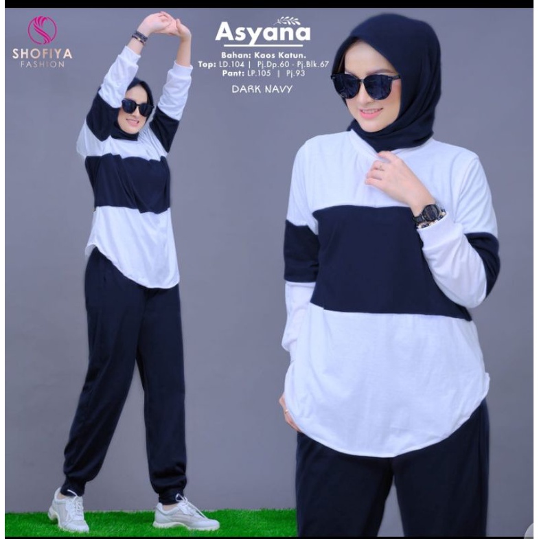 Sporty set Asyana Ori bya Shofiya setelan baju olahraga wanita kaos katun LD 106 sporty set muslim