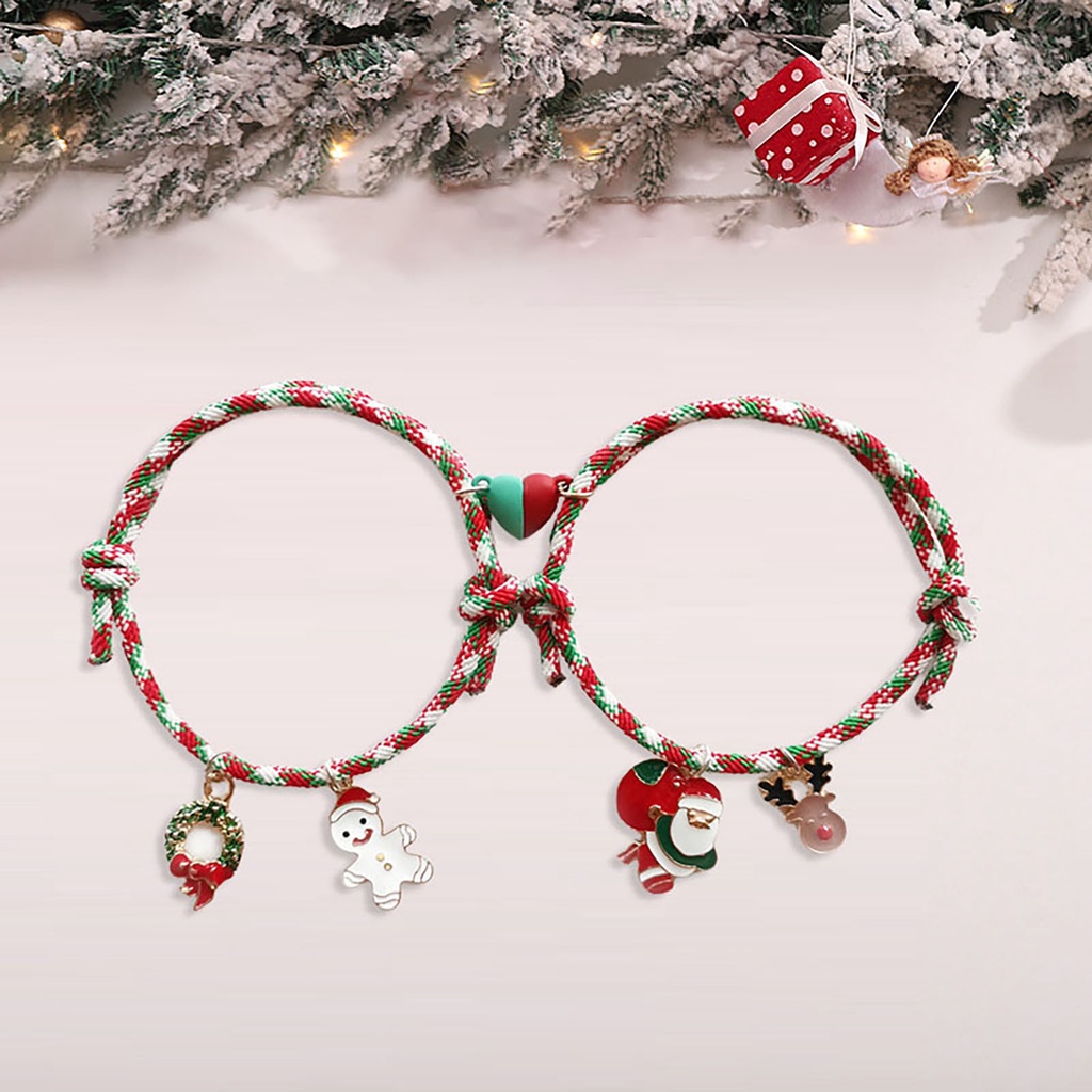 Hu Hu Hu Hu Hu Alat Bantu Pasang Kacamata♡ 1 Pasang Gelang Rantai Magnetik Adjustable Desain Santa Claus Untuk Hadiah Ulang Tahun