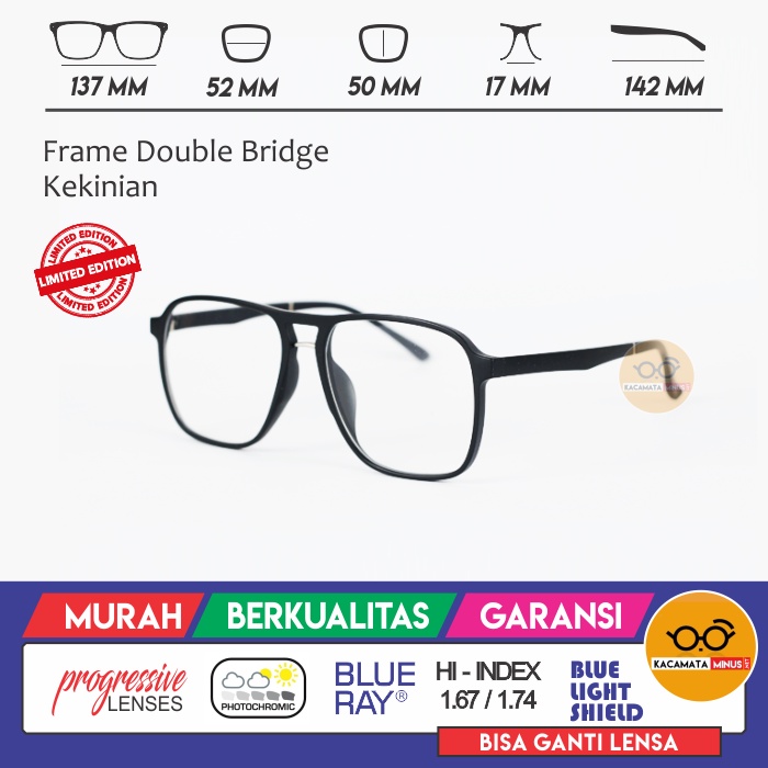 Kacamata Minus KM391 Frame Kotak Besar - Kacamata Retro Pria Wanita