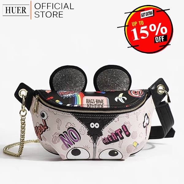 HUER ~ Tas Wanita Enelly Eye Theme Printed Embossed Waist Bag 9454-234