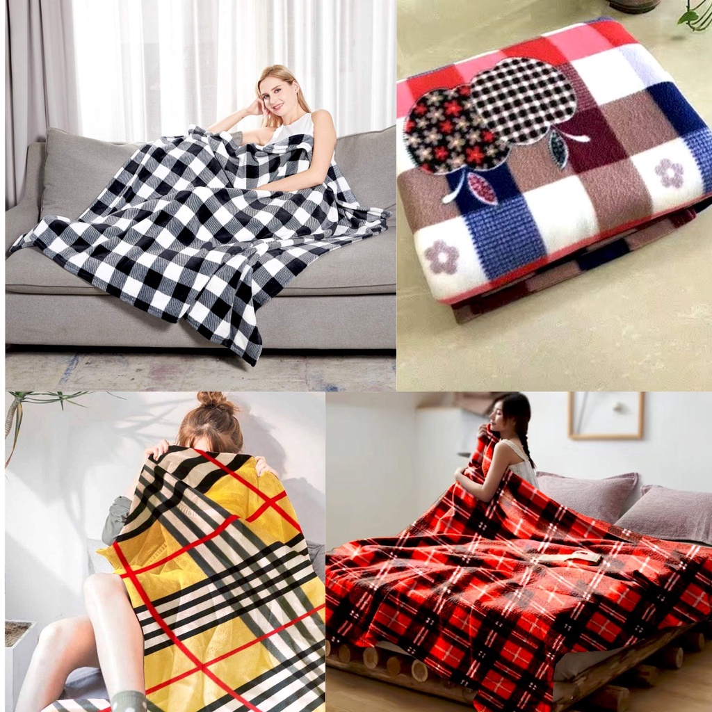 PAKET HEMAT 4PCS  SELIMUT BULU FLANEL TRAVELING NEW