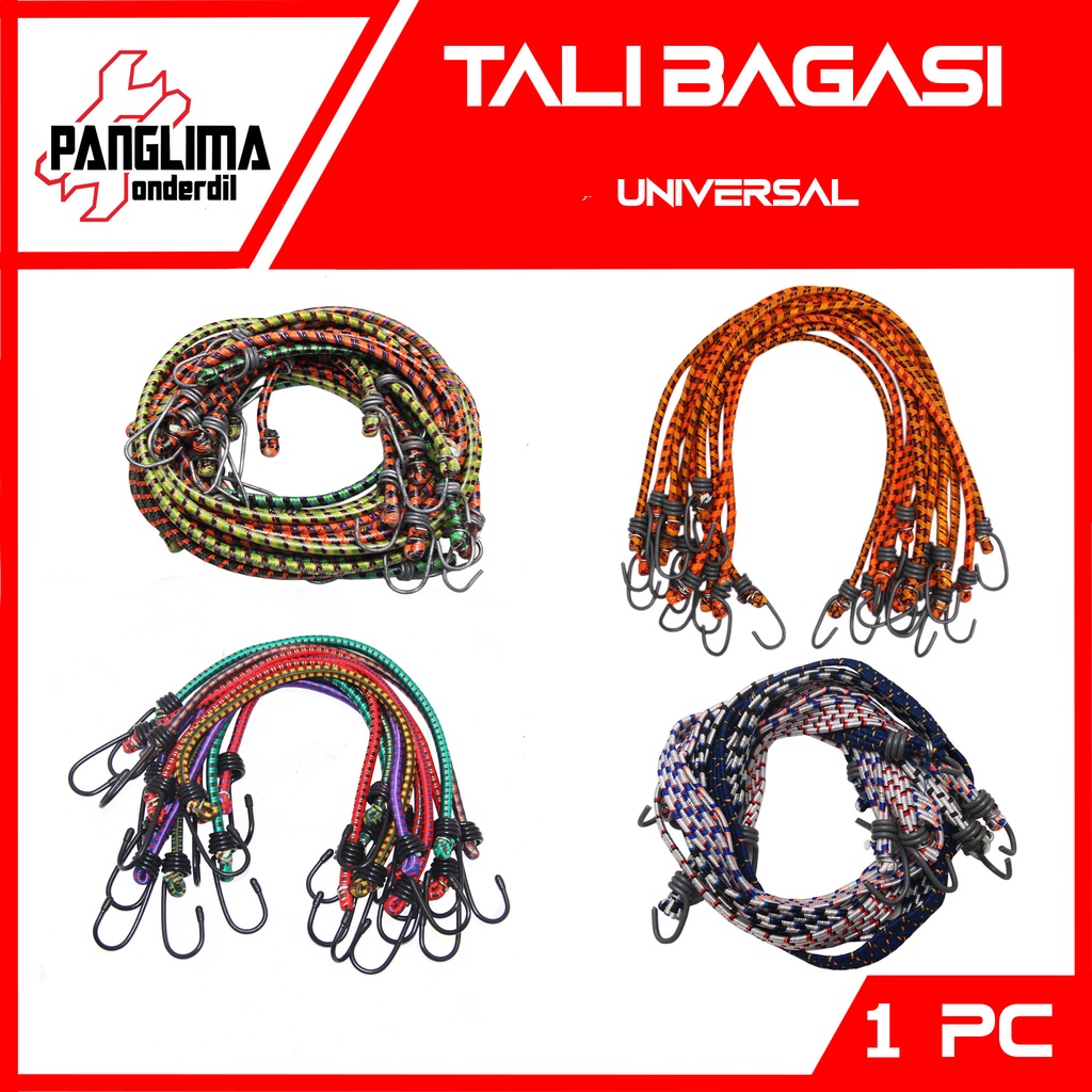Tali Bagasi Motor Elastis Bulat Gepeng Panjang-Sedang Pendek 55 65 100 150 200 Cm 1 1.5 2 Meter Karet Pengikat-Ikatan-Iketan Barang Sepeda Motor Bebek Matic Sport