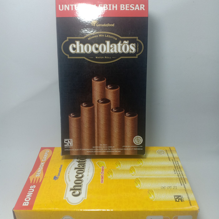 CHOCOLATOS WAFER ROLL COKLAT 20×16g 1 PAX BOX DUS 20 PCS COKLAT BESAR