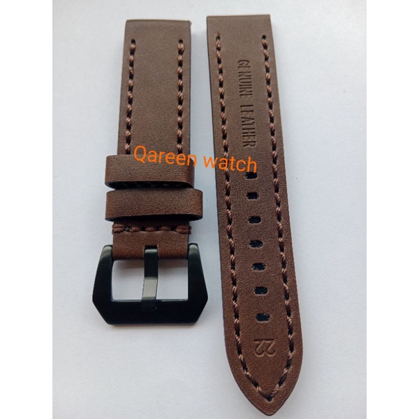 Strap Jam Tangan Tali Kulit 22mm 24MM Quick Release Leather Strap Tali Jam Tangan All  Brands Strap Common Watch drak brown /black A