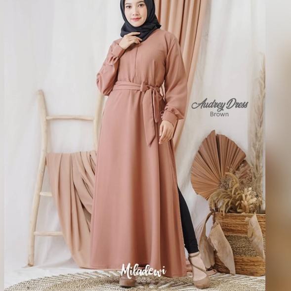 Terbagus.. GAMIS AUDREY BELAHAN DRESS MOSCREPE PREMIUM