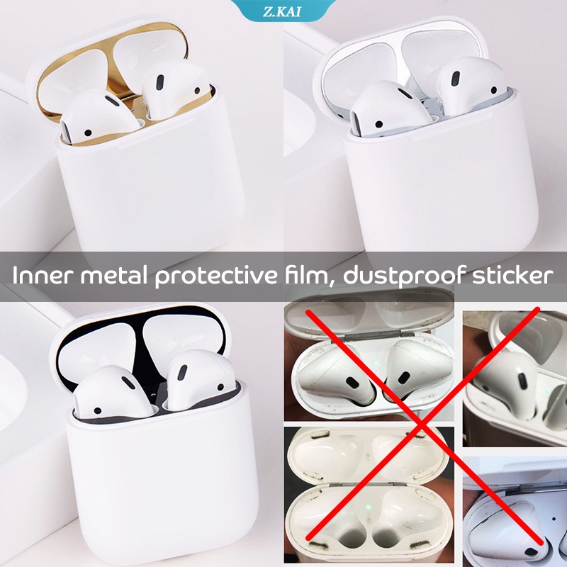 Stiker Pelindung Anti Debu Dan Gores Bahan Metal Untuk AirPods 1 2 Pro