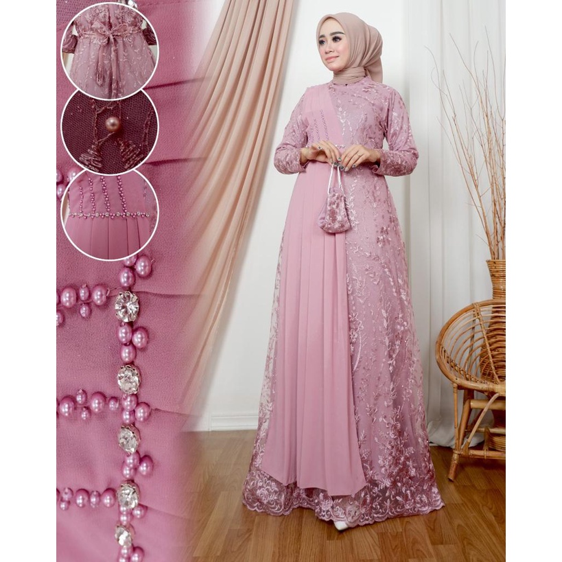 Gamis tille | Gamis Defana | Gamis pesta | Dress maxi brukat Size M L XL XXL